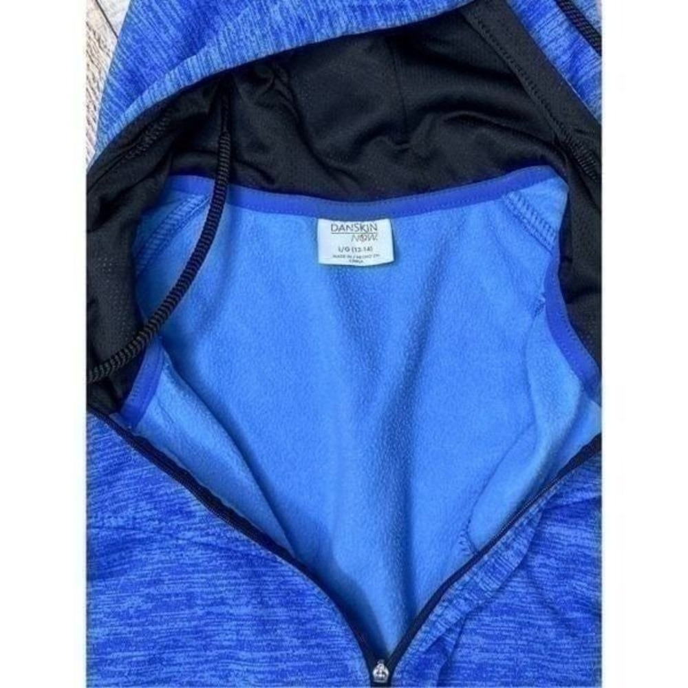 Danskin Hooded Zip Front Blue Space-Dyed Athletic Jacket LARGE Sportswear Winter - Picture 2 of 11